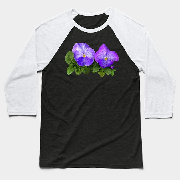 Pale Purple and White Pansy Couple Baseball T-Shirt by SusanSavad